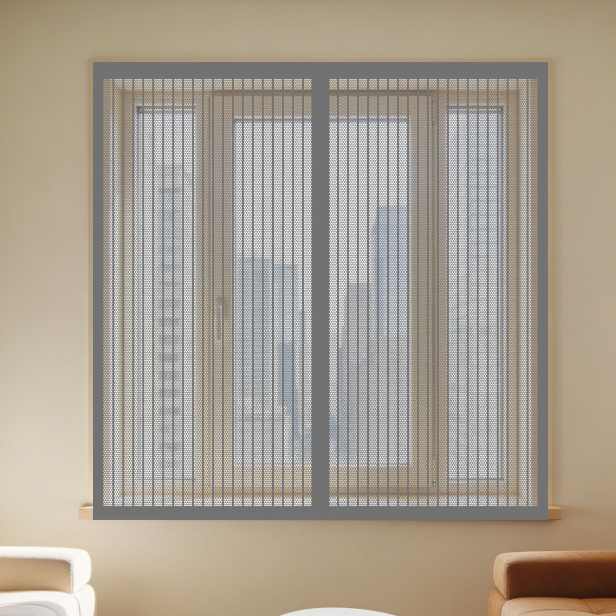 Moustiquaire de fenêtre grise 150x175 cm idéale pour rafraîchir la chambre sans insectes