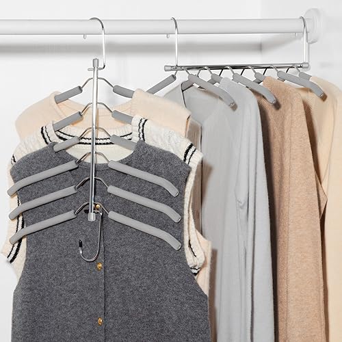 Miniatura 16 de TOPIA HANGER Percha para ropa que ahorra espacio, perchas de 6 niveles para camisas que ahorran espacio sin golpes, perchas acolchadas de espuma
