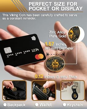 Viking Challenge Coin – Odin & Valkyrie Design | Valhalla, Hall of the Brave - Norse Mythology Collectible - Feast Fight Rise Again - Viking Warrior Legacy Symbol