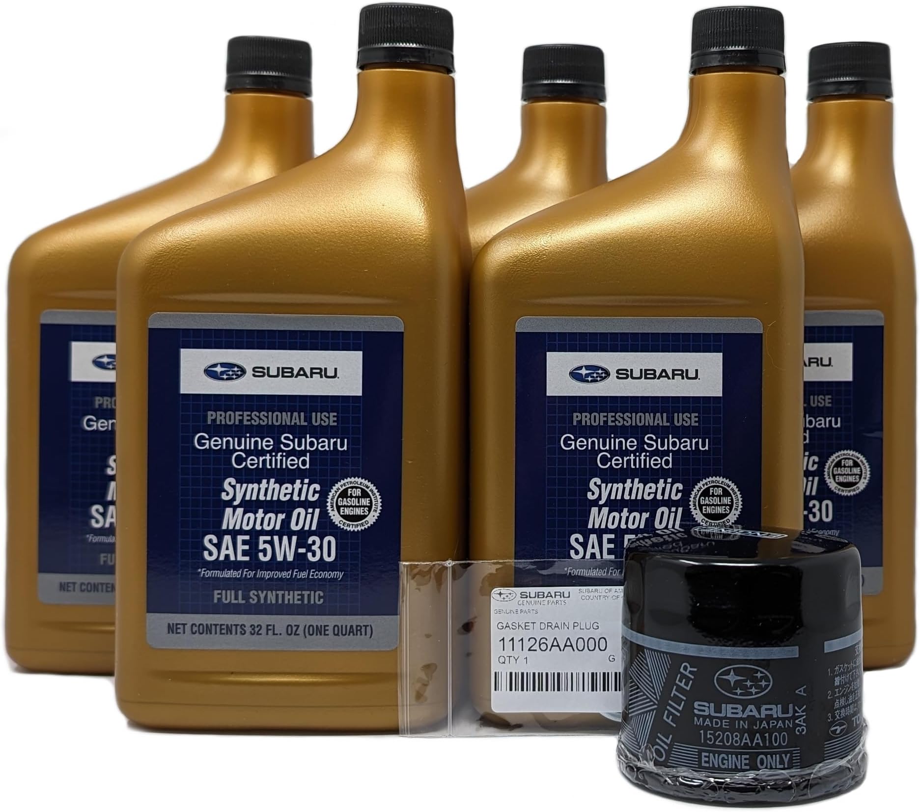 Subaru Genuine SOA427V1410 Oil Change Kit Filter & Gasket & 5 Qts Synthetic 5W30 Turbo WRX STI +
