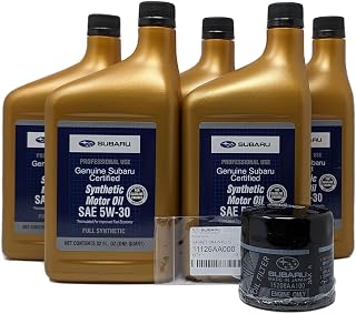 Subaru Genuine SOA427V1410 Oil Change Kit Filter & Gasket & 5 Qts Synthetic 5W30 Turbo WRX STI +