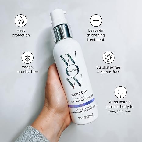 COLOR WOW Dream Cocktail Carb-Infused – Leave-In Thickening Treatment for Fine Hair, Instantly Boosts Fullness and Volume with Heat Protection, 200ml