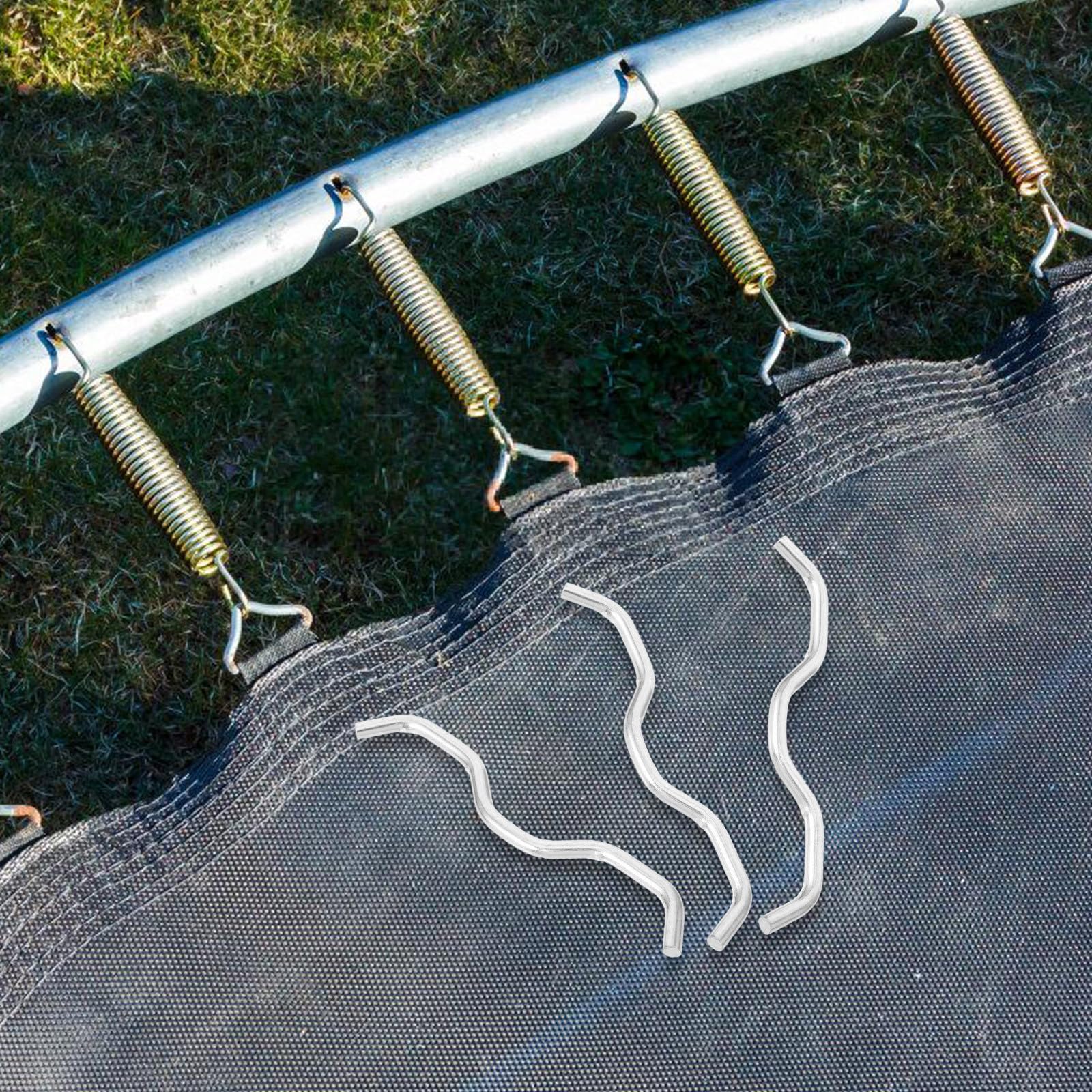 UPKOCH 12 szt. wytrzymałych do trampolin w kształcie litery W, wymienne haki sprężynowe, części stalowe do naprawy ram trampolin