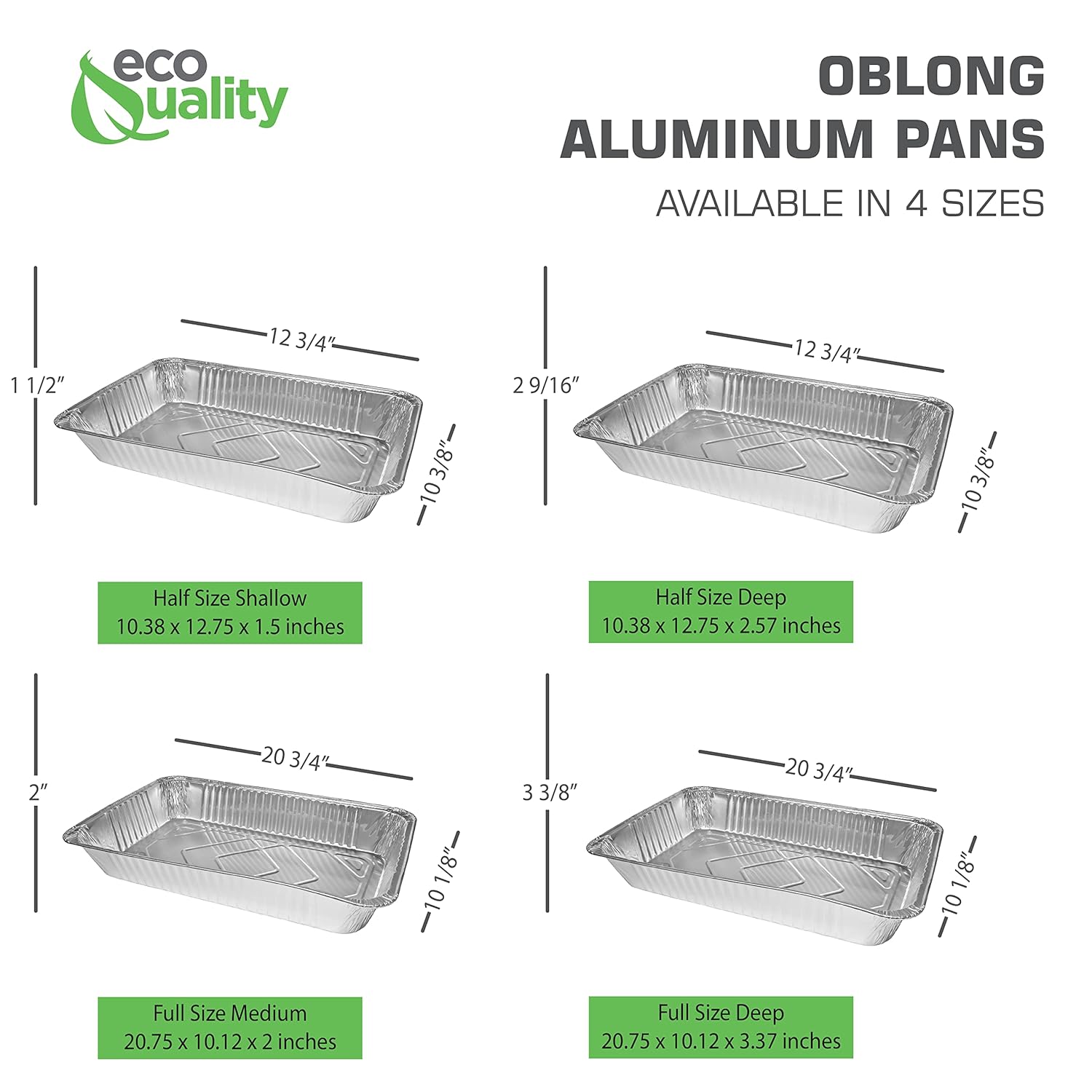 [200 Pack] 9 x 13 Disposable Aluminum Foil Steam Table Deep Pans - Half Size Baker's Choice Great for Roasting, Potluck, Reheating, Catering, Party, BBQ, Baking by EcoQuality