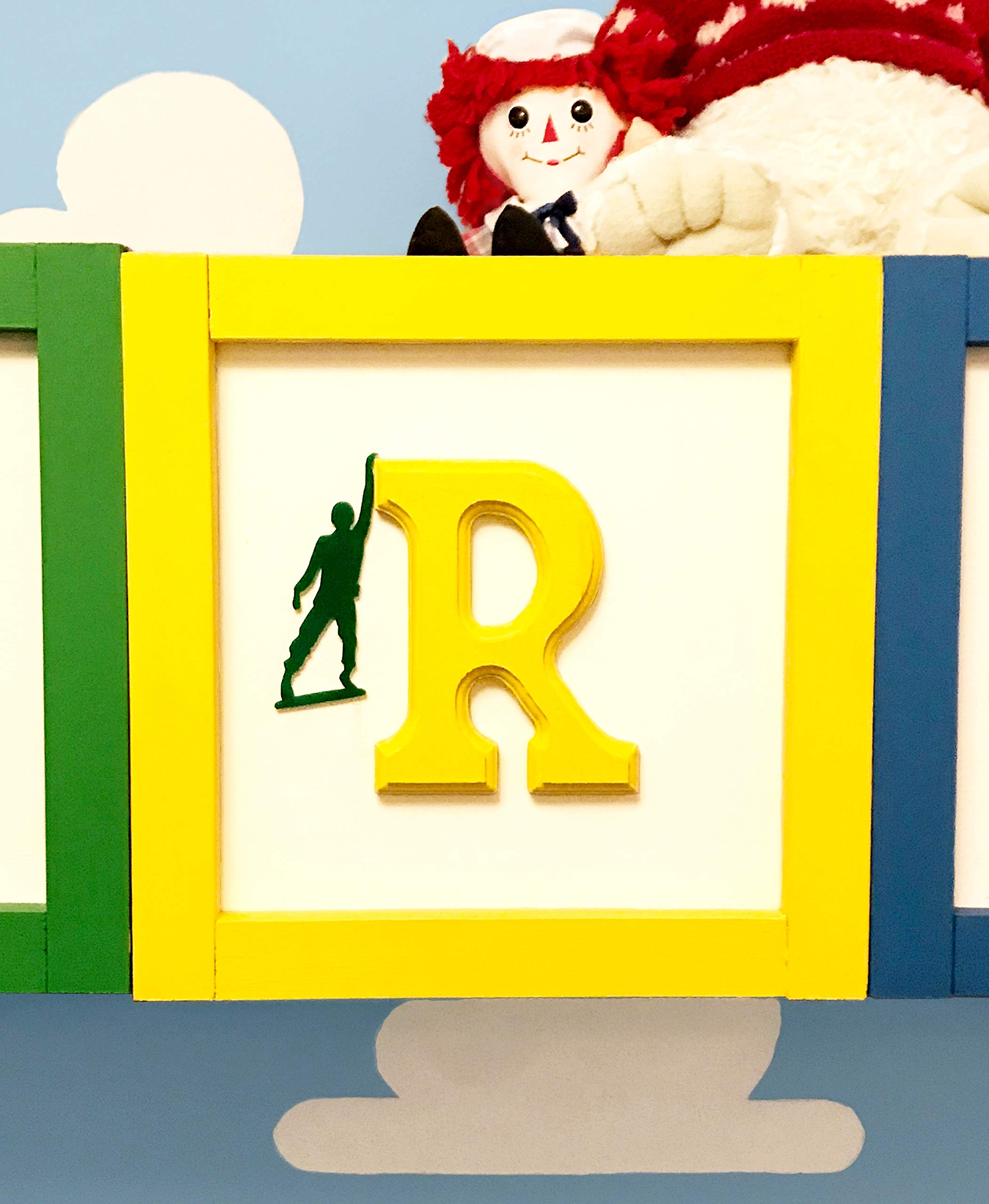 Juego de 18 decoraciones de pared de acrílico verde militar para una habitación de juguetes para niños o habitación de Andy 6