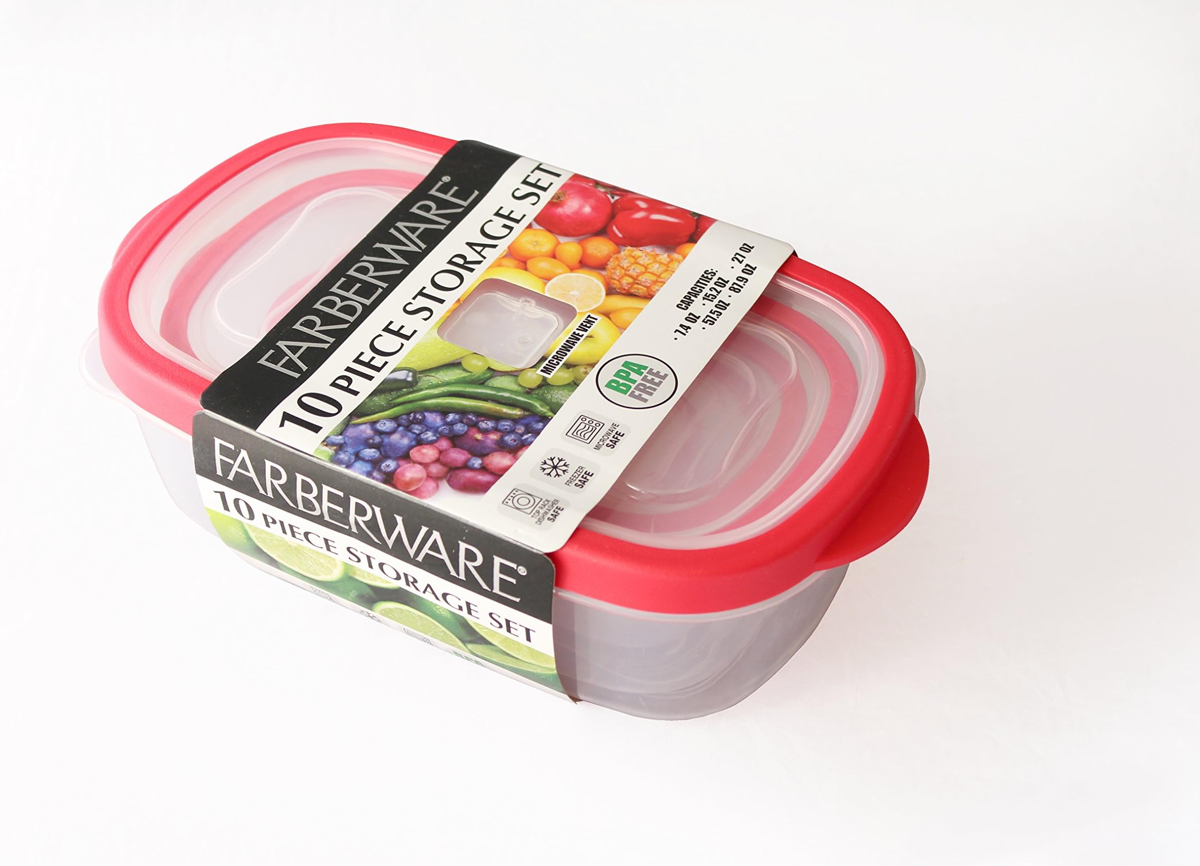 Amazon.com - FARBERWARE 10 Piece Plastic Rectangle 'Vented' Nesting ...