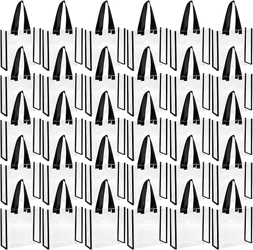 Paterr 30 bolsas transparentes aprobadas por estadios a granel de 10 x 10 x 4 pulgadas, bolsas de plástico para regalo con asa para mujeres,