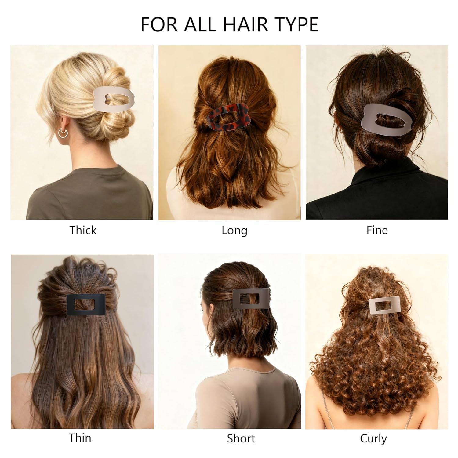 6 Pack Flat Hair Clips for Women,Large Claw Clips Strong Hold Hair Clips for for Thick & Thin Hair for Daily Styling - Image 6