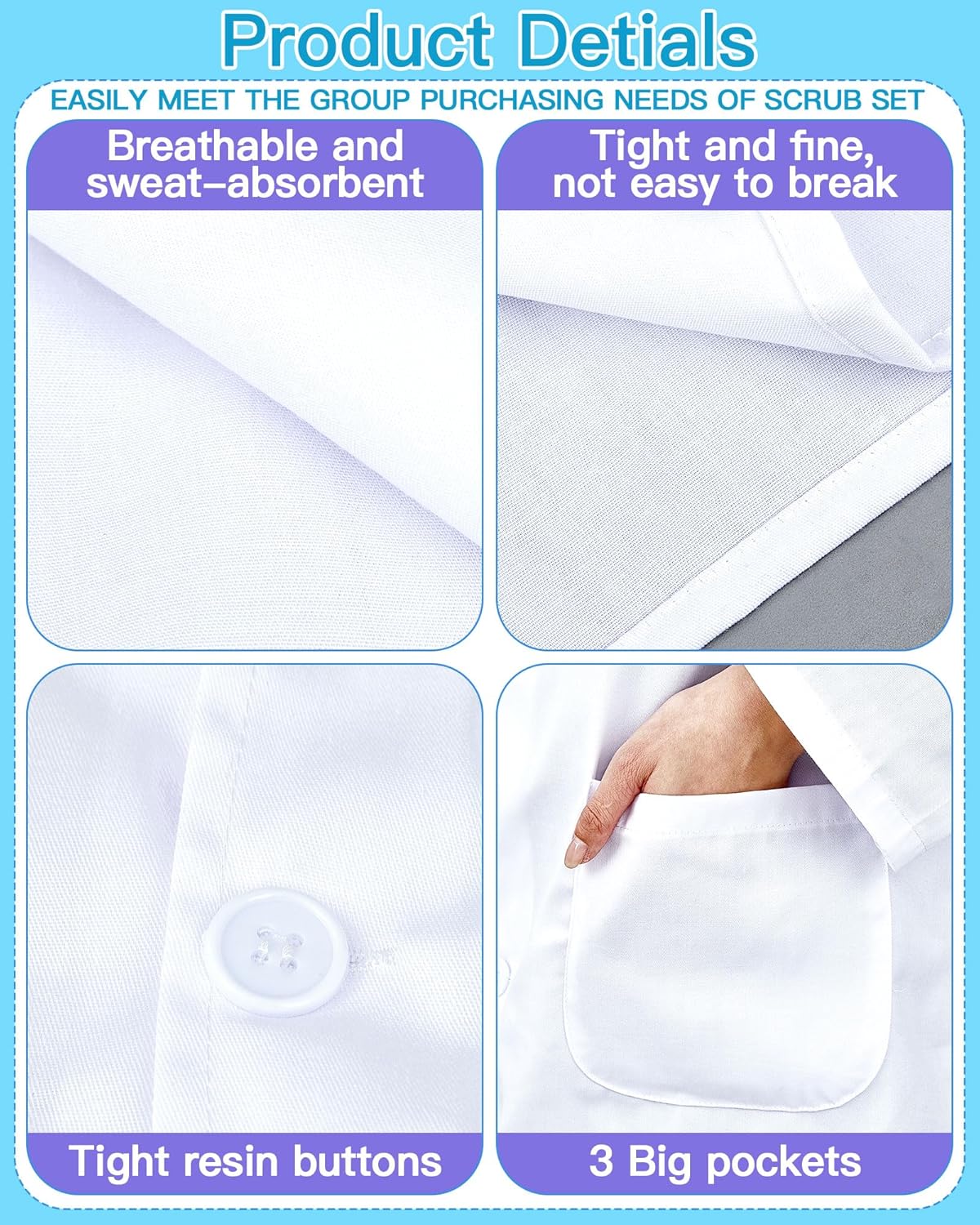 Cutecrop Unisex Professional Lab Coat Bulk for Women Men Doctor Costume Adults Long Medical Lab Coat for Halloween Cosplay