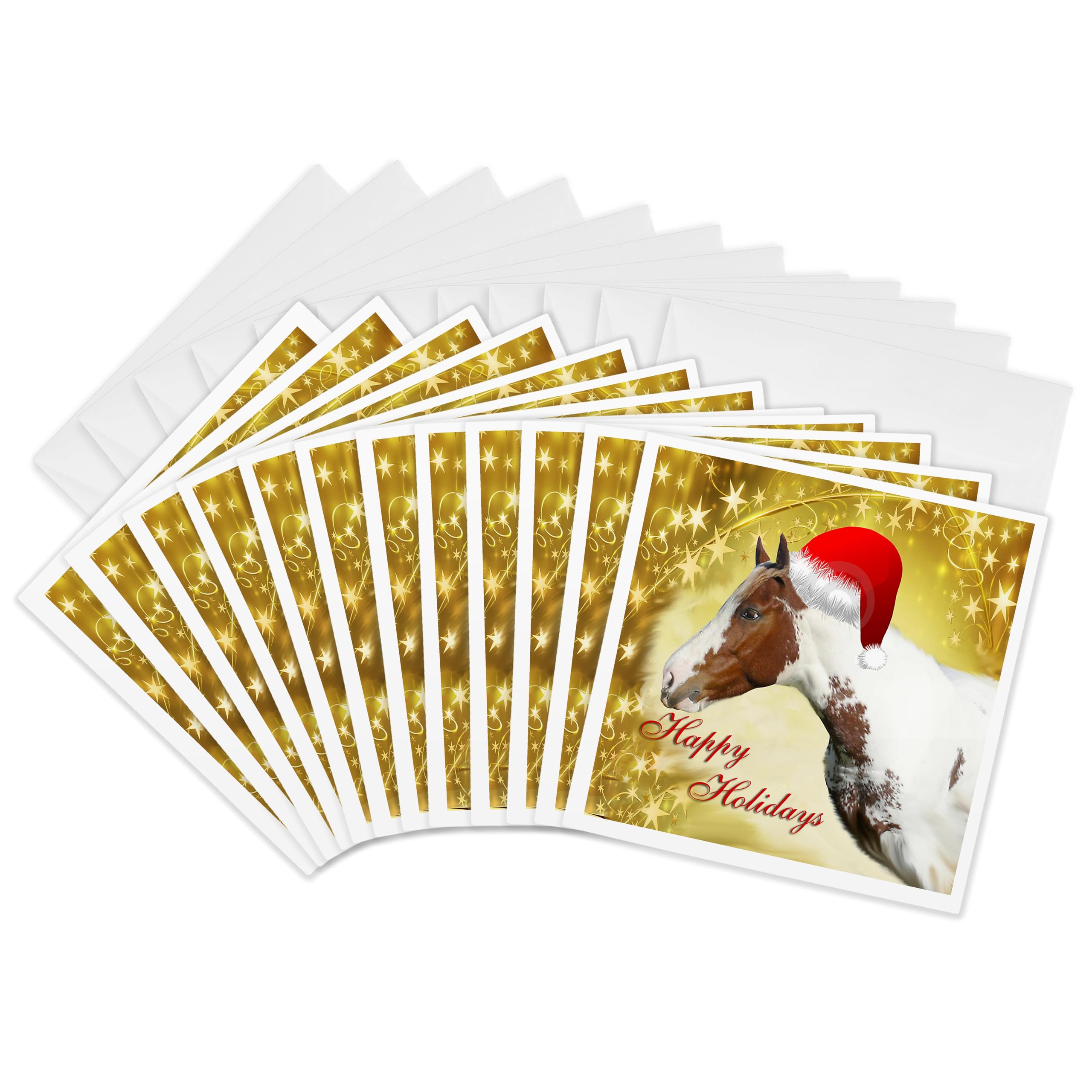 3dRose gc_4585_2 6 x 6-Inch "Chirstmas Horse" Greeting Card (Pack of 12)