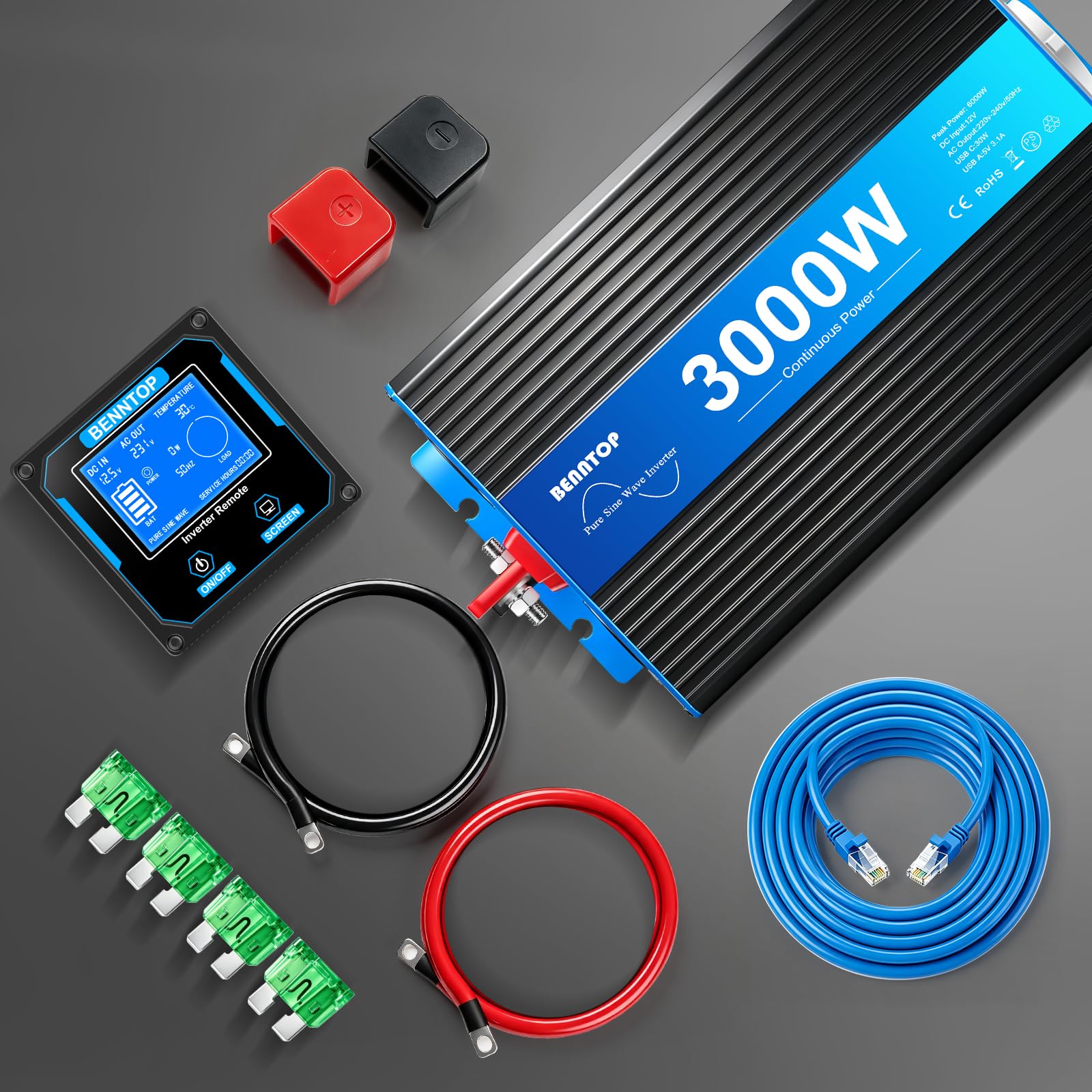 3000W/6000W Inverter 12V 220V Onda Pura Invertitori di corrente