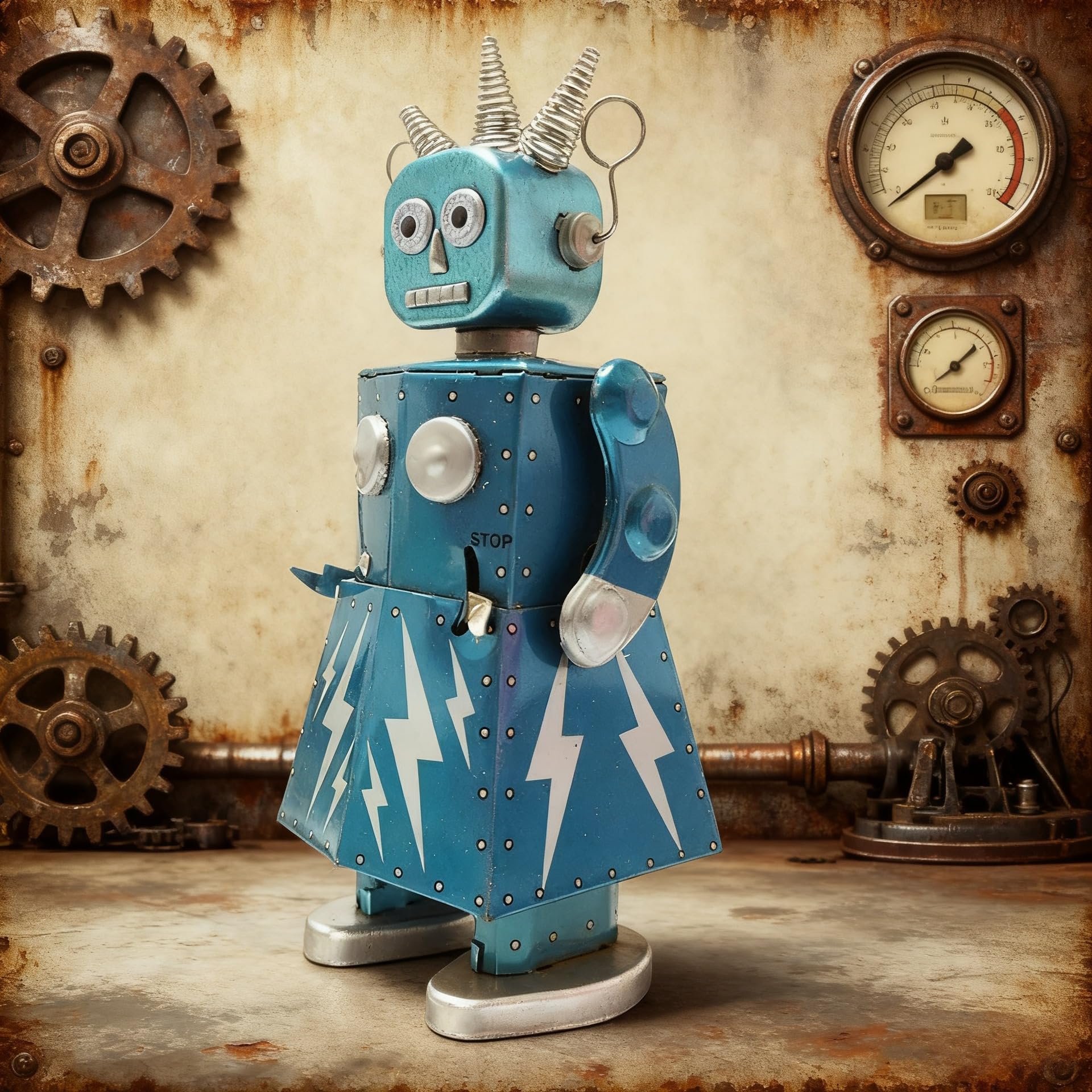 Charmgle Retro Błyskawica Robot Wind-Up Robot Kolekcje Dorosłych Nowość Prezenty Cyna Rzemiosło Dekoracja