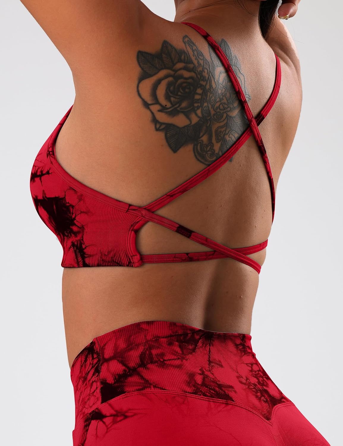 OVESPORT 3 Piece Women's Workout Sports Bras Seamless Tie-dye Strappy Gym Yoga Crop Bra - Image 3