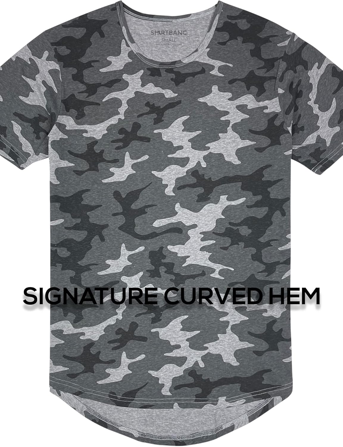 ShirtBANC Mens Hipster Hip Hop Long Drop Tail T Shirts Dropcut Shirt Long Line Shirt Small Camo Riverstone