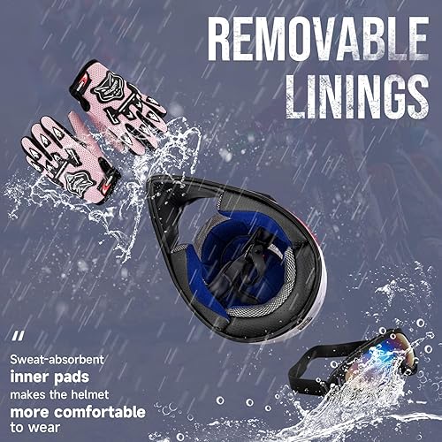 Miniatura 3 de DOT Casco para bicicleta de tierra para jóvenes para niños y niñas de 5 a 14 años, de cuatro ruedas, motocross, BMX, MX, UTV, moto de nieve, kart,