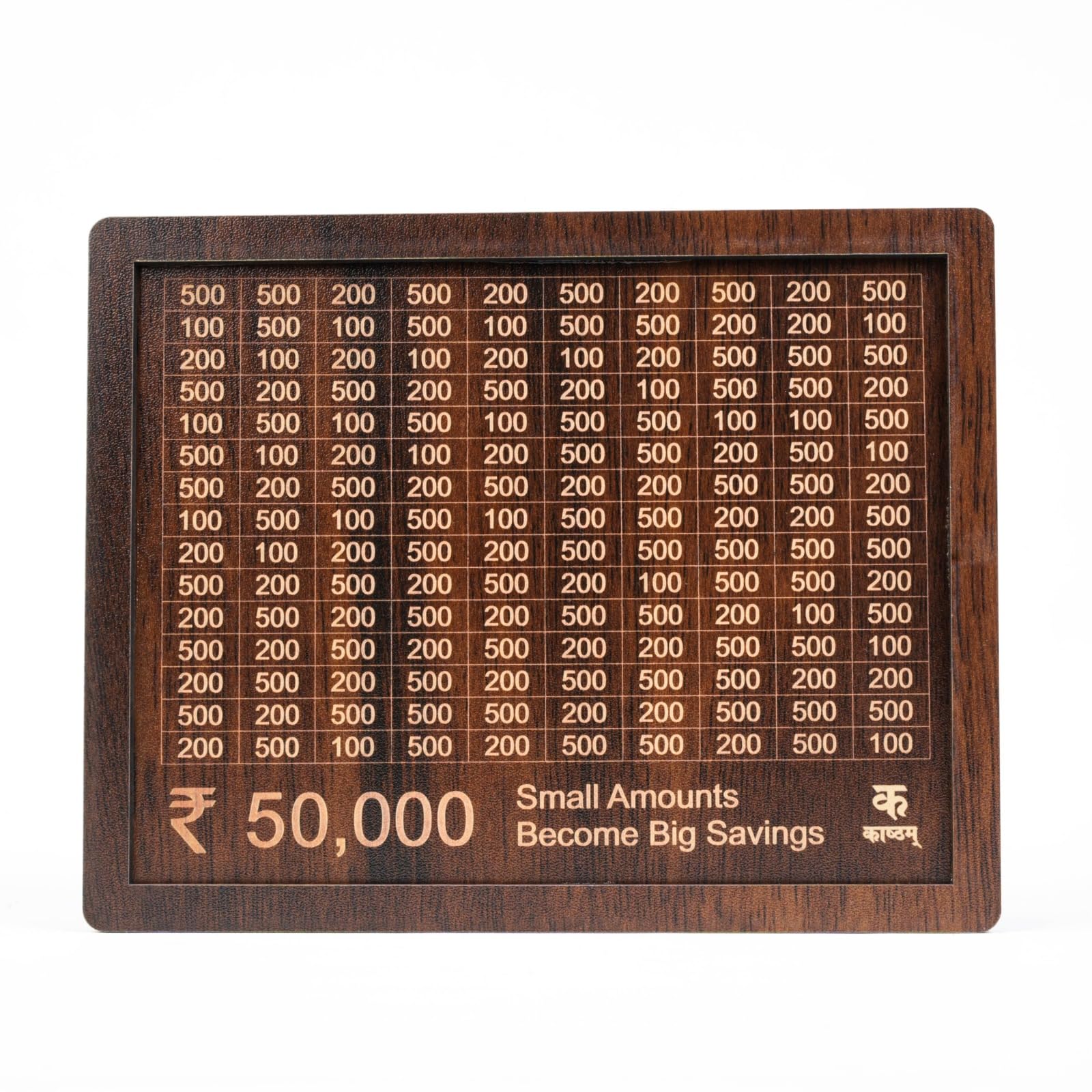 Wooden Money Saving Bank Box for Kids and Adults with Savings Tracker, ₹50,000 Goal, Gold and Brown Frame, Small Amounts Become Big Savings (Brown 50,000)-image-15