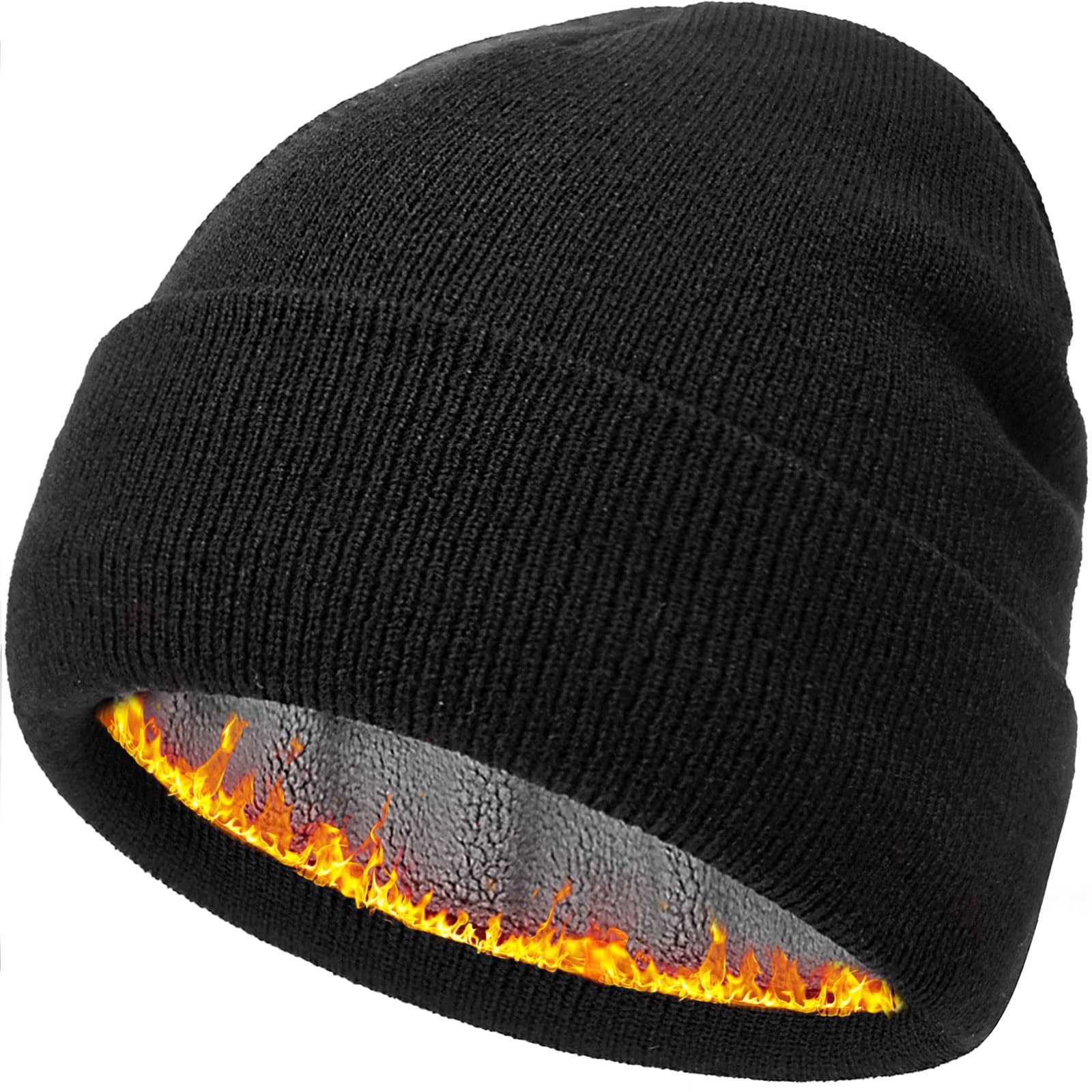 DRESHOW Warm Knit Beanie for Women Men Winter Beanie Hats for Unisex Soft Slouchy Warm Cuffed Cap for Cold Weather