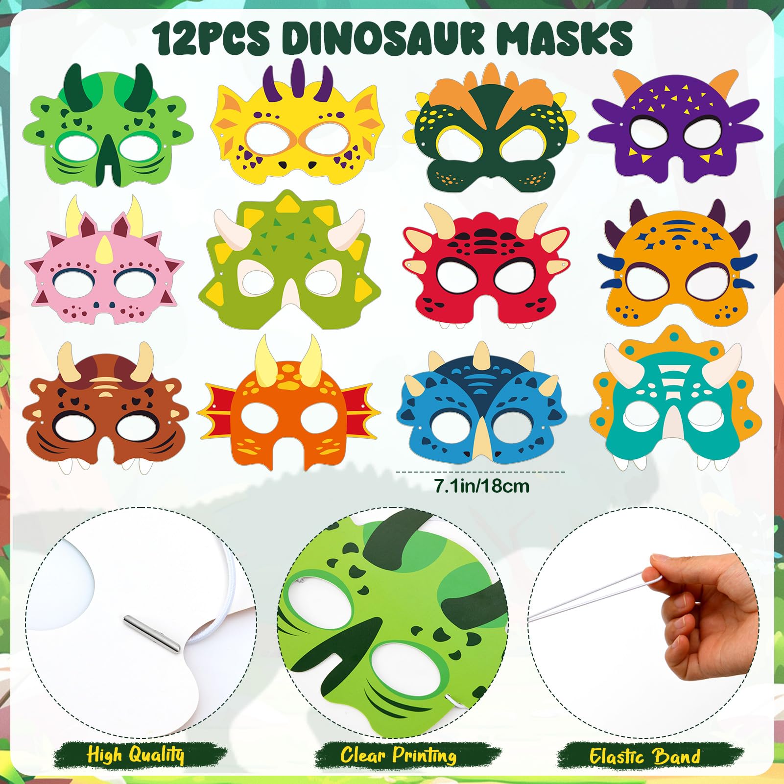 Cleboen 108Pcs Gadget Dinosauri Compleanno Ragazzo Dinosauri Uovo Maschera Borse di Tela Palloncino Segnalibro DIY Etichetta Sacchetti Compleanno Regalini Fine Festa Compleanno Dinosauri Bambini