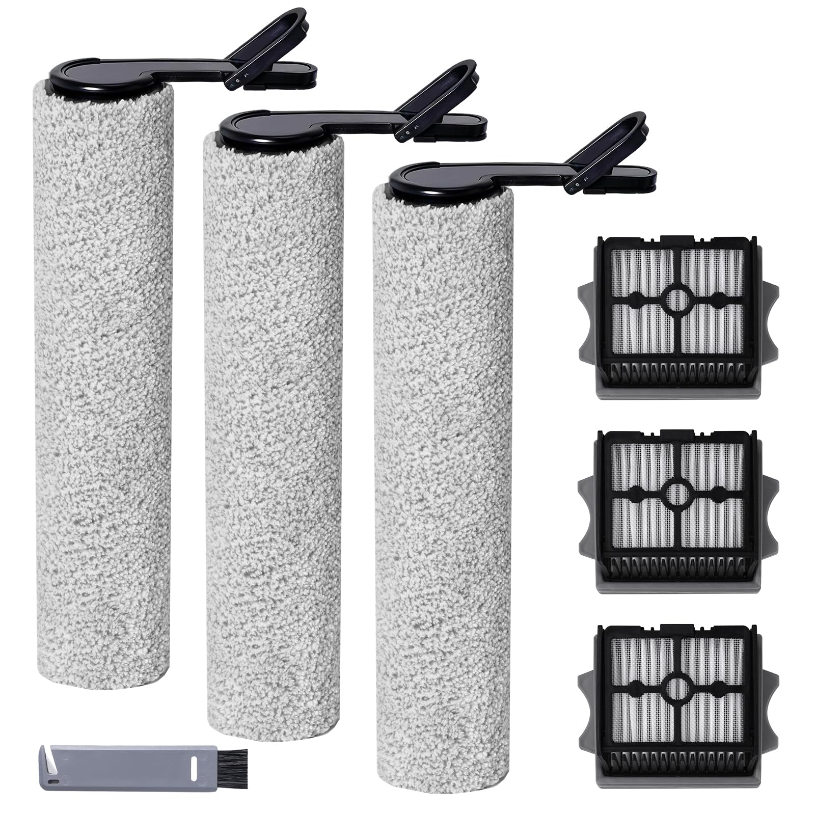 Replacement Roller Brush and HEPA Filters Compatible with Tineco Floor One Stretch S6,Switch S6,i5/i6 Stretch,S7 Stretch Ultra,S7 Stretch Steam,S9 Artist Pro/Steam,3 Brush Roller 3 Vacuum Filters