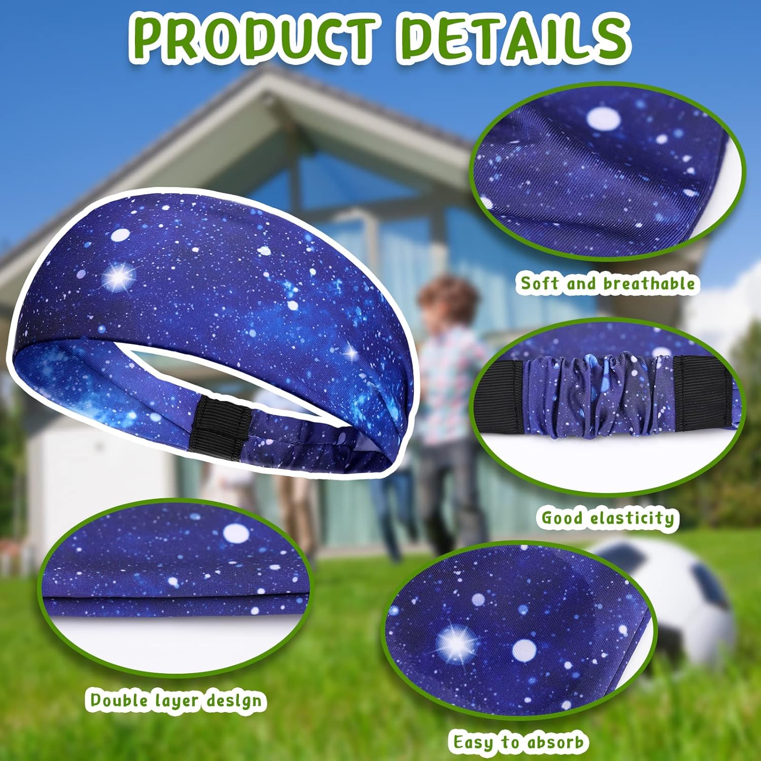 4 Pack Athletic Sweatbands - Breathable, Non-Slip Headbands for Boys, Girls, Kids Workout, Gym, Running, Exercise - Image 5