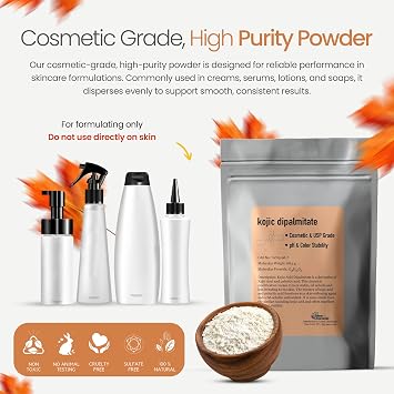 Kojic Acid Dipalmitate Powder Natural and Organic Derivative of Kojic Acid and Palmitic Acid, Pure Kojic Dipalmitate More Stable, Skin Softening by Talsen Chemicals (1 Ounce (Pack of 1))