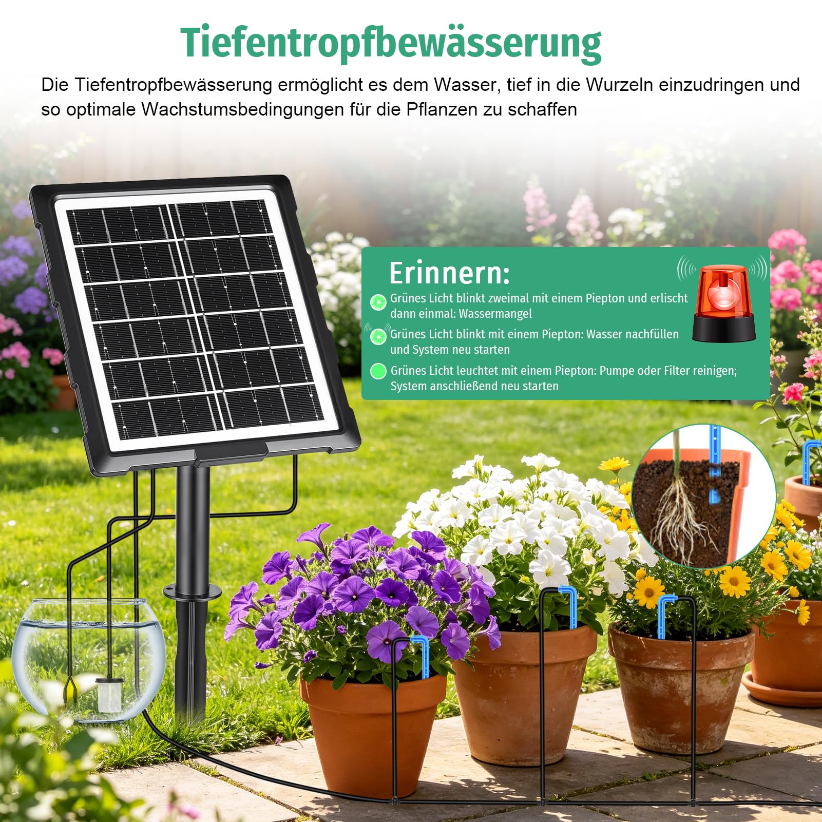 Sistema de riego solar, 2026, sistema de riego automático para 20 plantas en maceta con 24 modos de temporizador, manguera de 20 m, para jardín, balcón, plantas, macetas al aire libre