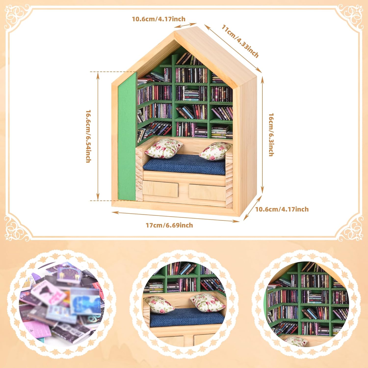 SIHPTO Stress Relief Mini Bookshelf with 300pcs Mini Books，Small Nook Decor for Book Lovers, Miniature Book Library,Stress-Relieving Gifts for Family and Friends
