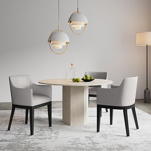 Miniatura 3 de Gansevoort - Sillón de comedor de piel sintética de 19.5 pulgadas en guijarro