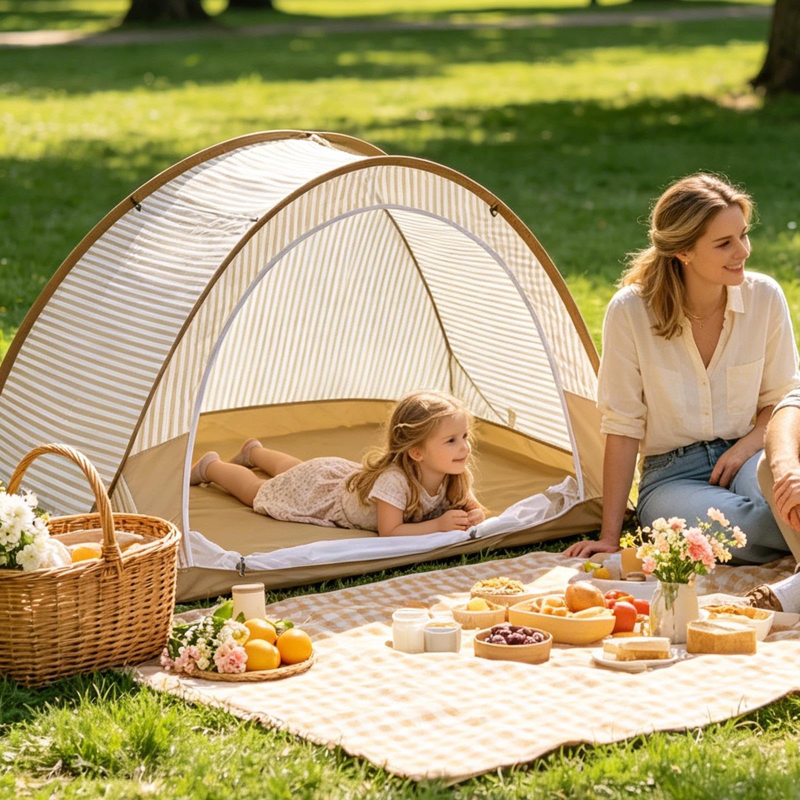 Tente de Plage 2-3 Personnes Protection UV Pliable | Tente de Plage Extérieur Pour pique-nique, sorties, jardin, parc, , camping, garçons et filles