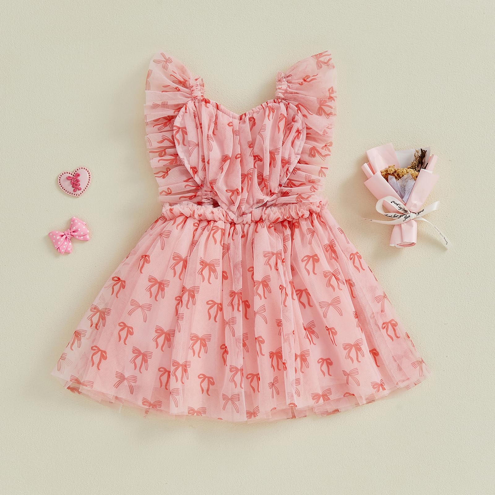 GXNRHG Baby Girl Valentines Tutu Sukienka Śliczny nadruk w kształcie serca Pończoch Suknie liniowe Letnia księżniczka Urodziny Party Wzburzona sukienka letnia