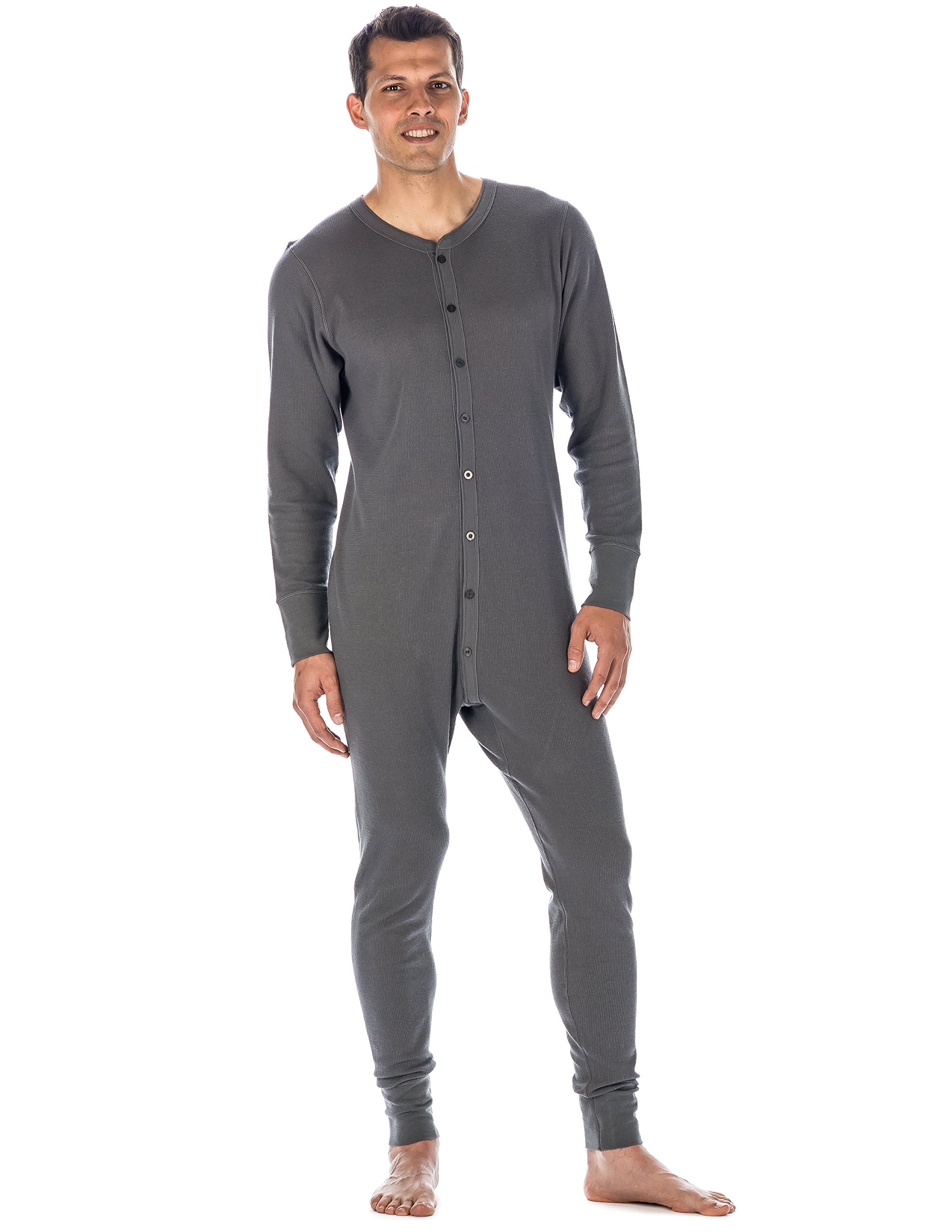 Noble Mount Mens Union Suit - Waffle Knit Thermal Mens Onesie Pajamas