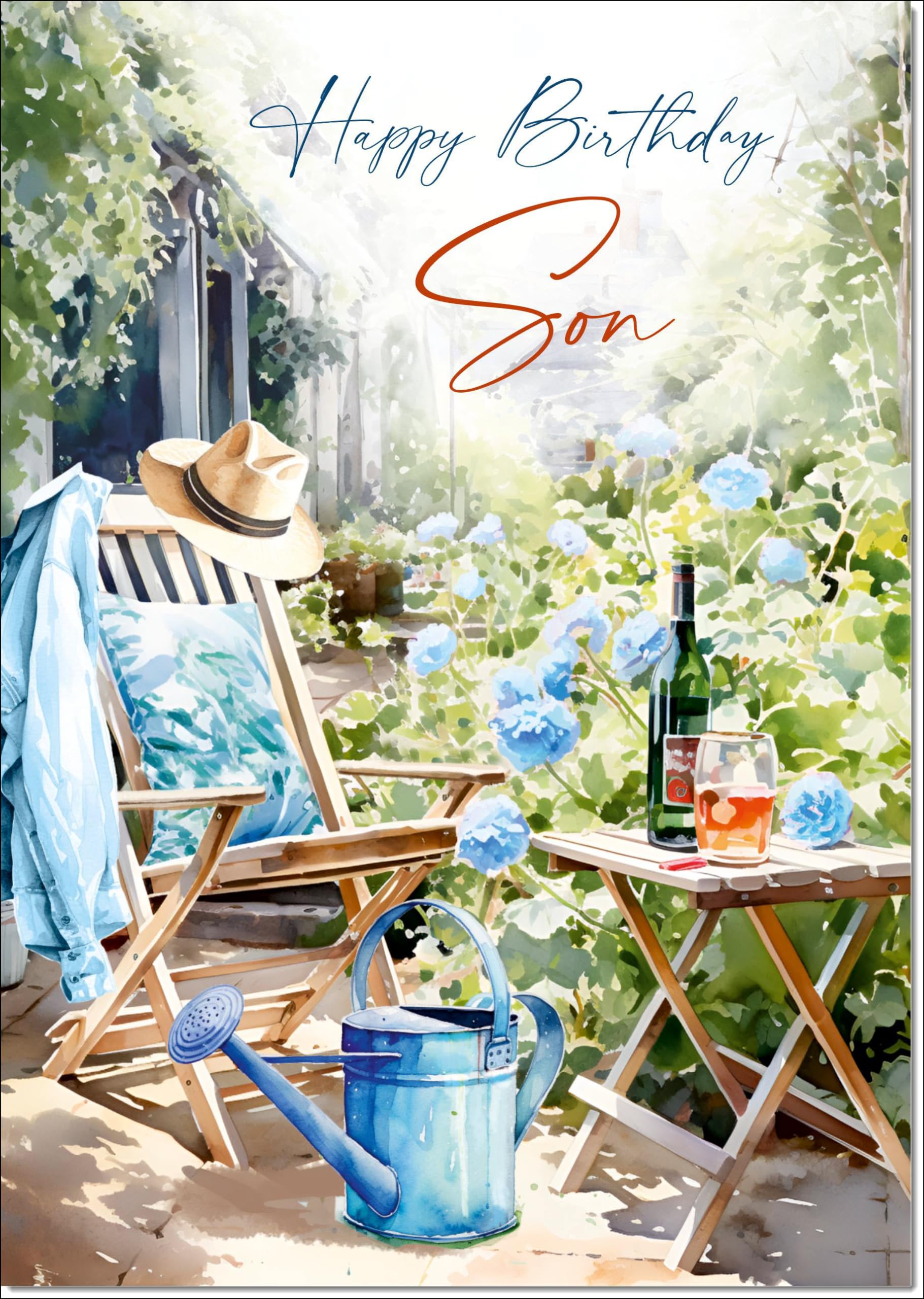 doodlecards Son Birthday Card Relax in the Garden Large A4 Size with Plain Envelope