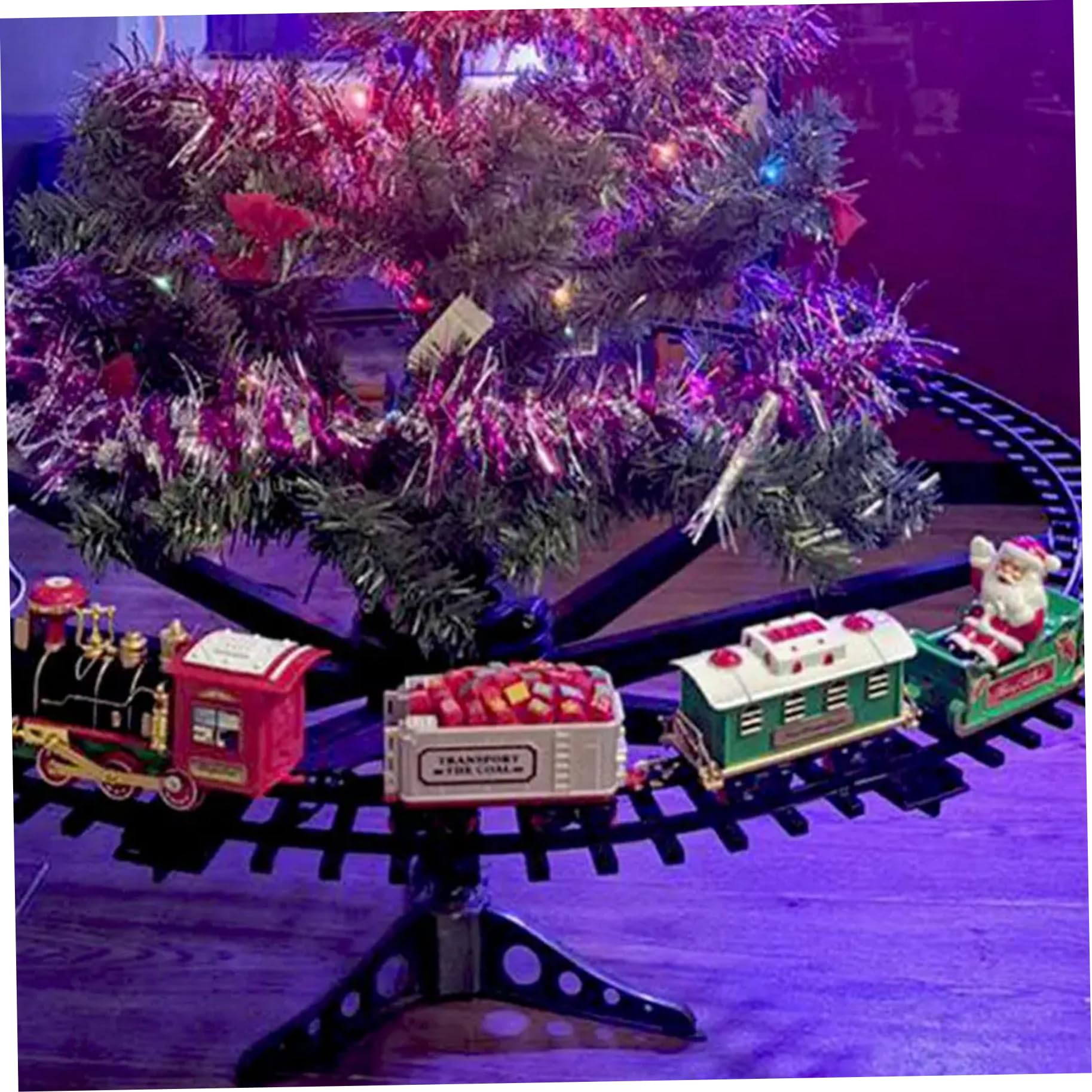 Set di Treni di Natale, Set di binari del Treno Elettrico con luci Suoni Giocattolo interattivo per Le Vacanze per Bambini Natale Capodanno