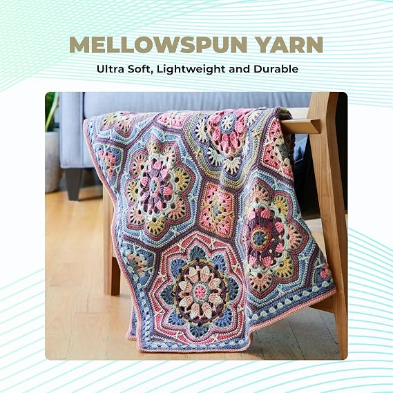Mary Maxim Mellowspun DK Yarn, Lightweight Acrylic Cream Crochet Yarn for Baby Blankets, Afghans, Sweaters, and Clothing, 284 Yards, 3.5 Oz, Cream - 1 Skein