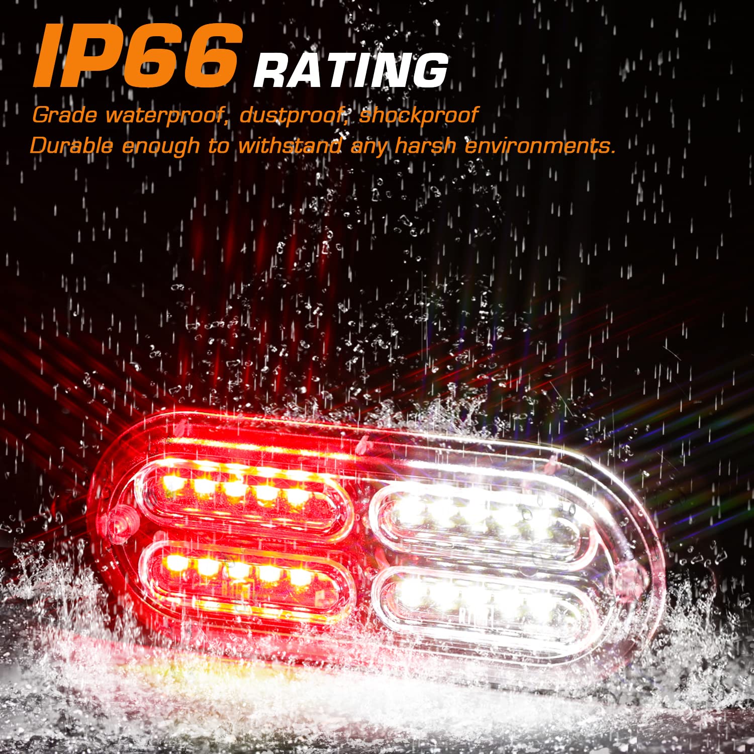 LINKITOM 4 luces estroboscópicas de advertencia de peligro de emergencia con 24 LED para montaje en superficie (rojo y blanco)
