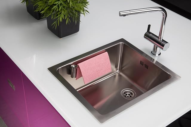 Magisso 70104 dish cloth holder in stainless steel, installation with counter magnets in 10 seconds, straight