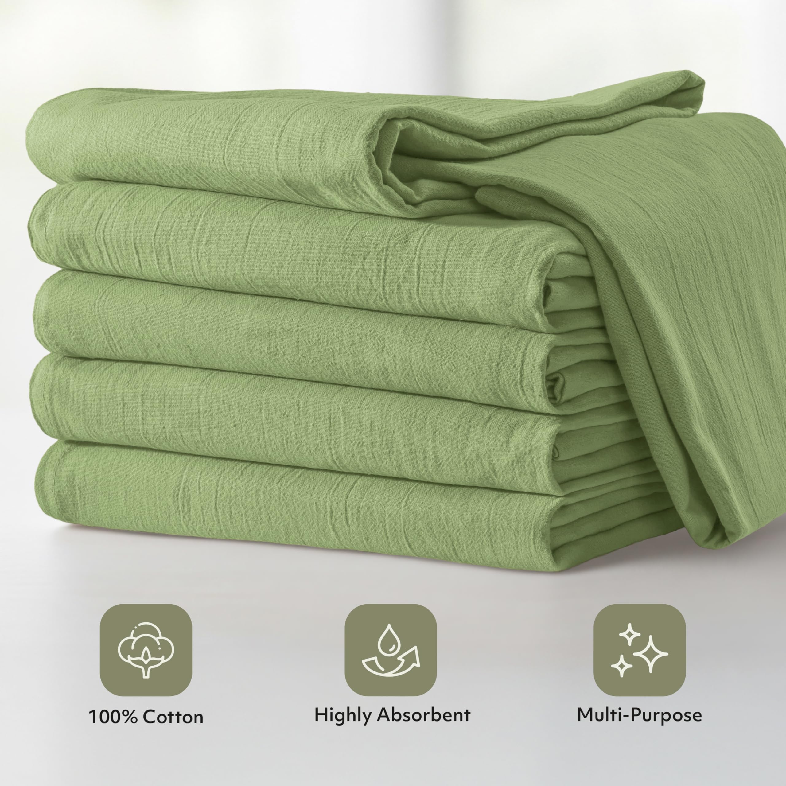 Utopia Kitchen Strofinacci da cucina in cotone, 71 x 71 cm, confezione da 12 pezzi, colore verde salvia
