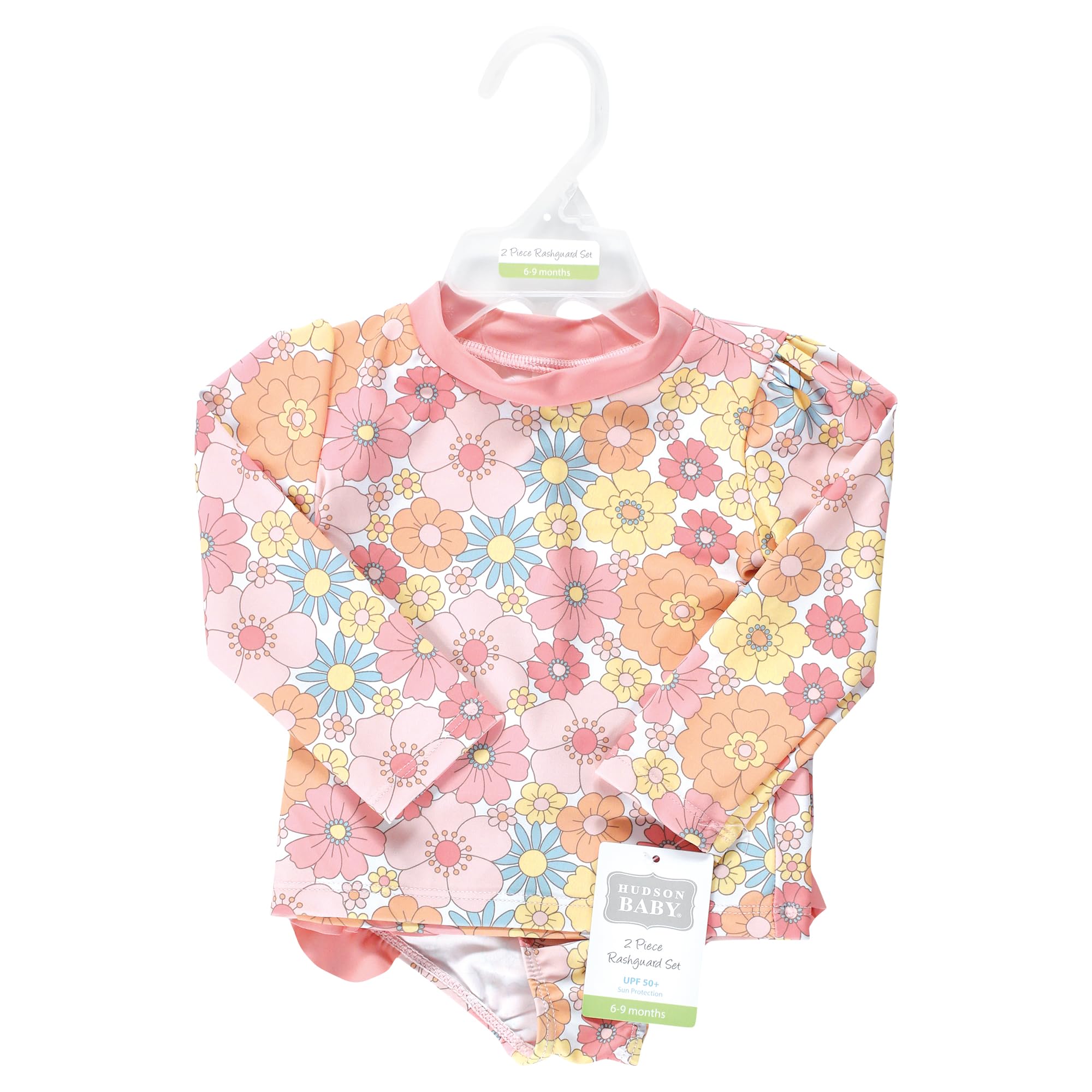 Hudson Baby Unisex Baby Swim Rashguard Set, Peace Love Flowers, 4T