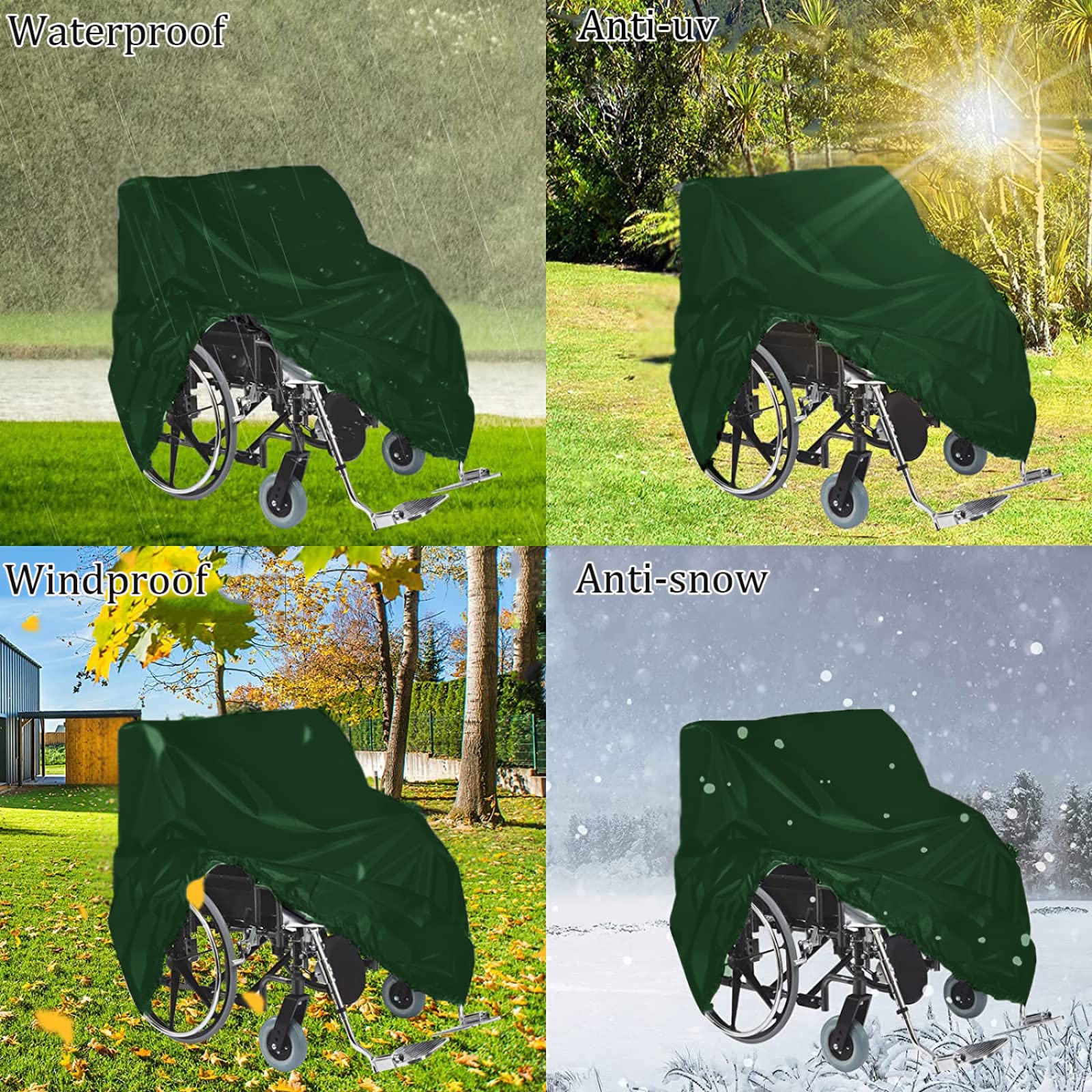 Fundas Impermeables para Silla de Ruedas, Oxford 210D, Resistente, para Scooter de Movilidad con Bolsa de Almacenamiento, Resistente al Viento y a la Intemperie, Color g