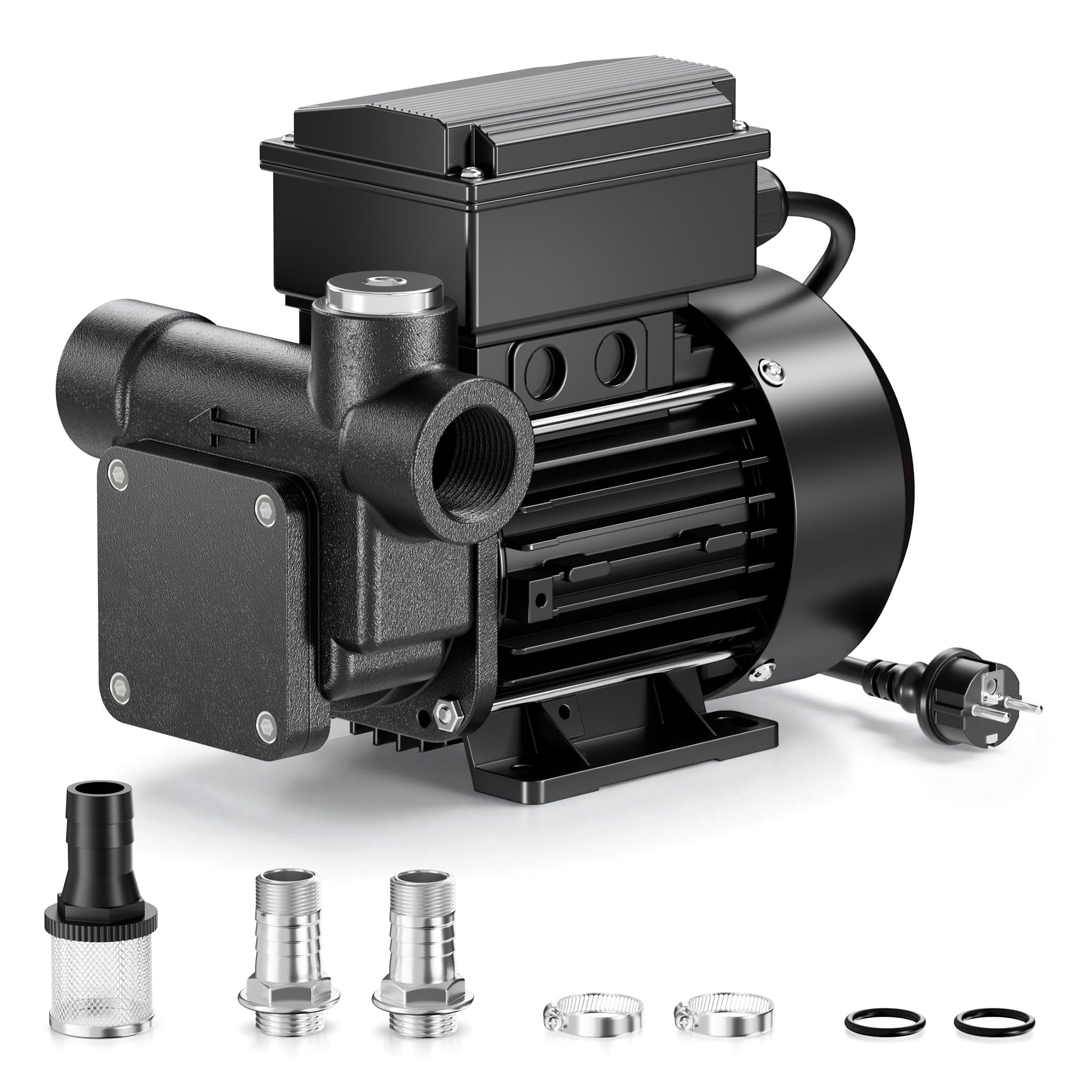 Wiltec Pompa do oleju napędowego, opałowego i biodiesla 550 W 80 l/min, wysokość ssania 2 m tłoczenie 20 m, samozasysająca