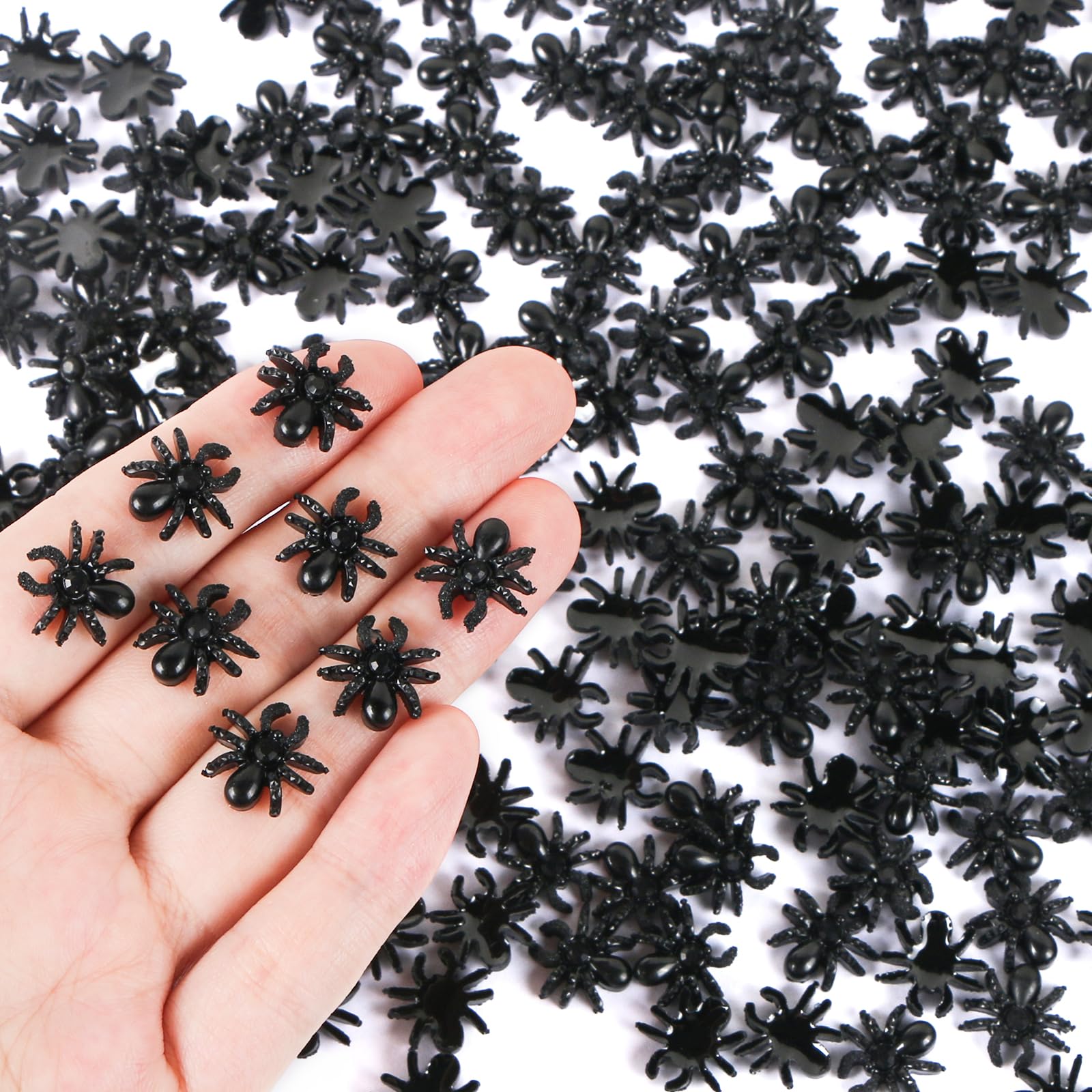 200 Pieces Halloween Mini Spiders Dollhouse Miniature Resin Spider for Crafts Tiny Fake Spiders for Fairy Garden Dollhouse Micro Landscaping