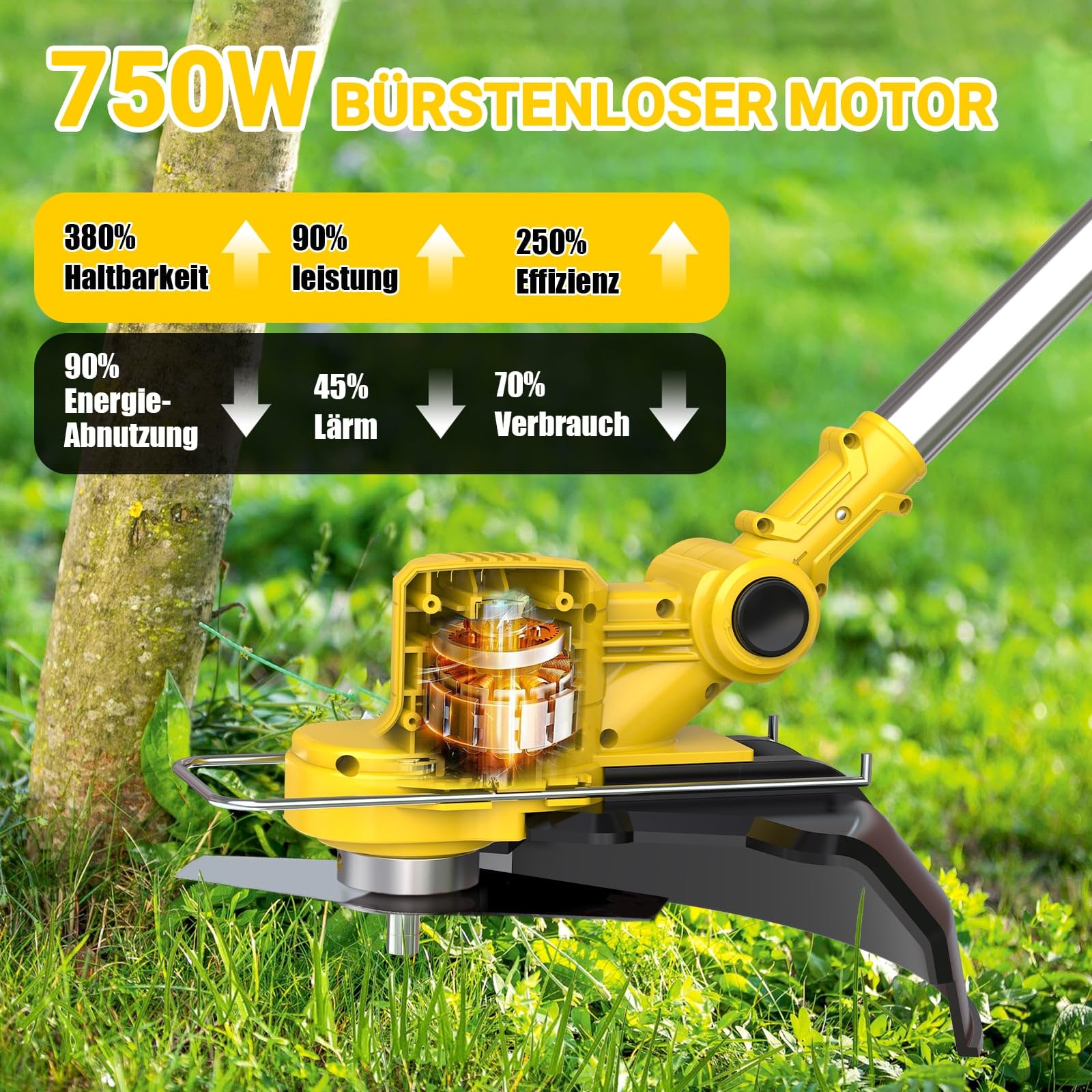Desbrozadora con batería para baterías Makita, desbrozadora con batería de 21 V, desbrozadora con cepillo para malas hierbas, incluye 2 baterías de 4,0 Ah y cargador, motor sin escobillas de 750 W