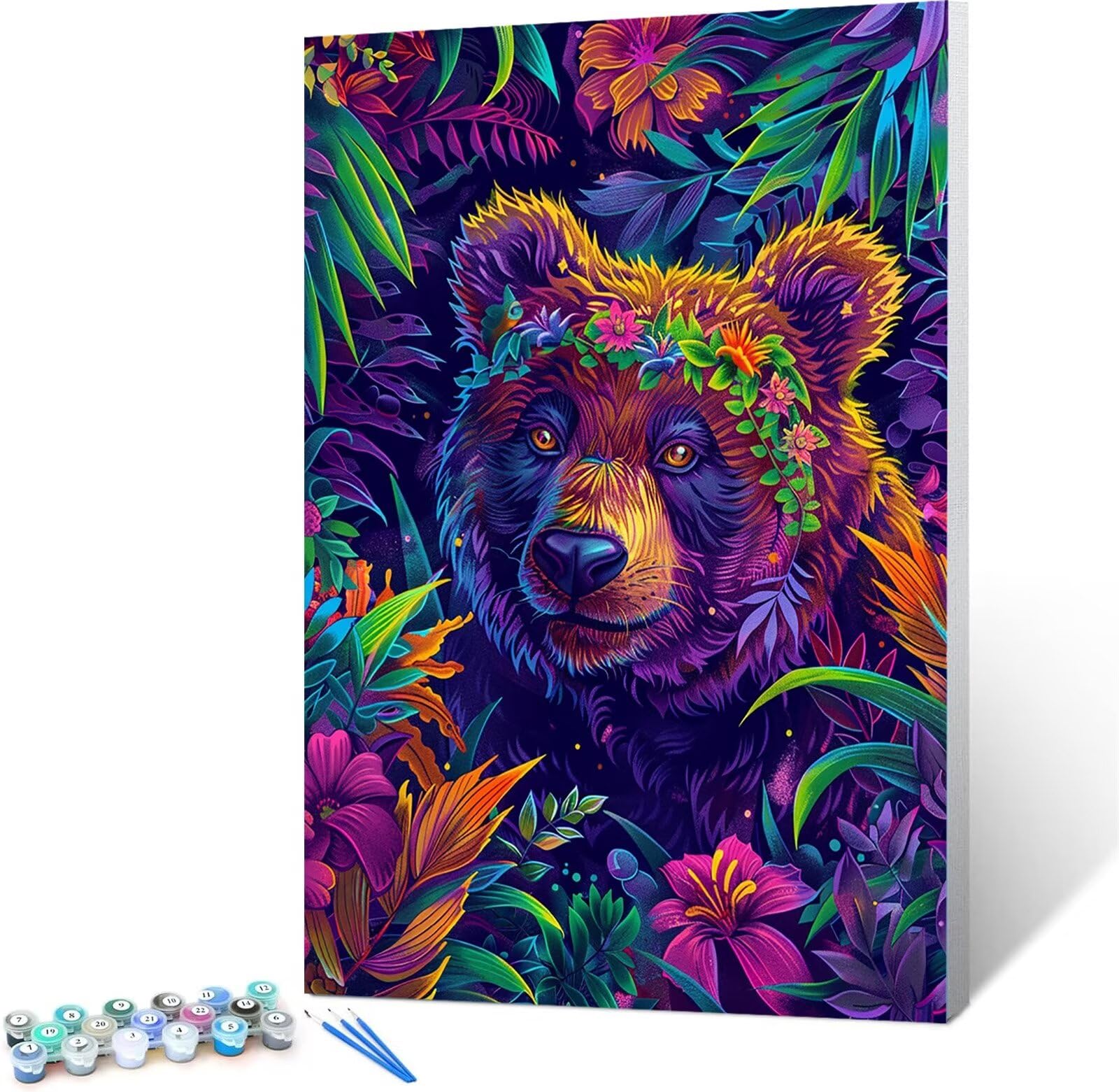 Malen nach Zahlen Kinder ab 7 8 9 10 Jahre Mädchen, Malen nach Zahlen Erwachsene Malen-Nach-Zahlen Kinder Teenager Kreatives fürGeschenkideen Malen nach Zahlen Panda Blume 60x80cm (mit Rahmen)