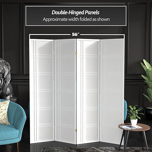 Miniatura 28 de Red Lantern Pantalla Shoji de doble cruz de 6 pies de alto, color blanco, 5 paneles Blanco,Negro