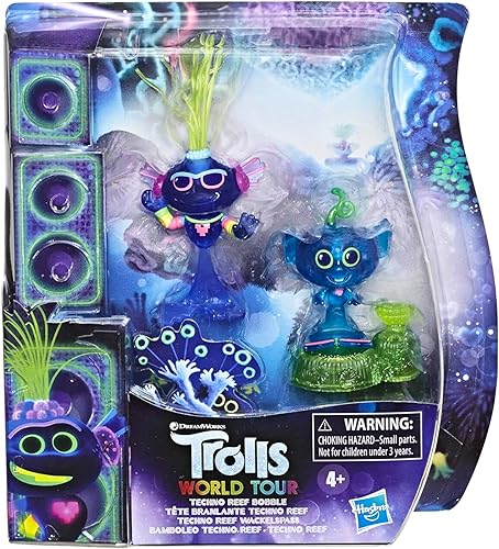 Miniatura 2 de Trolls DreamWorks World Tour Techno Reef Bobble con 2 figuras, 1 con Bobble Action Plus Base, juguete inspirado en la película World Tour