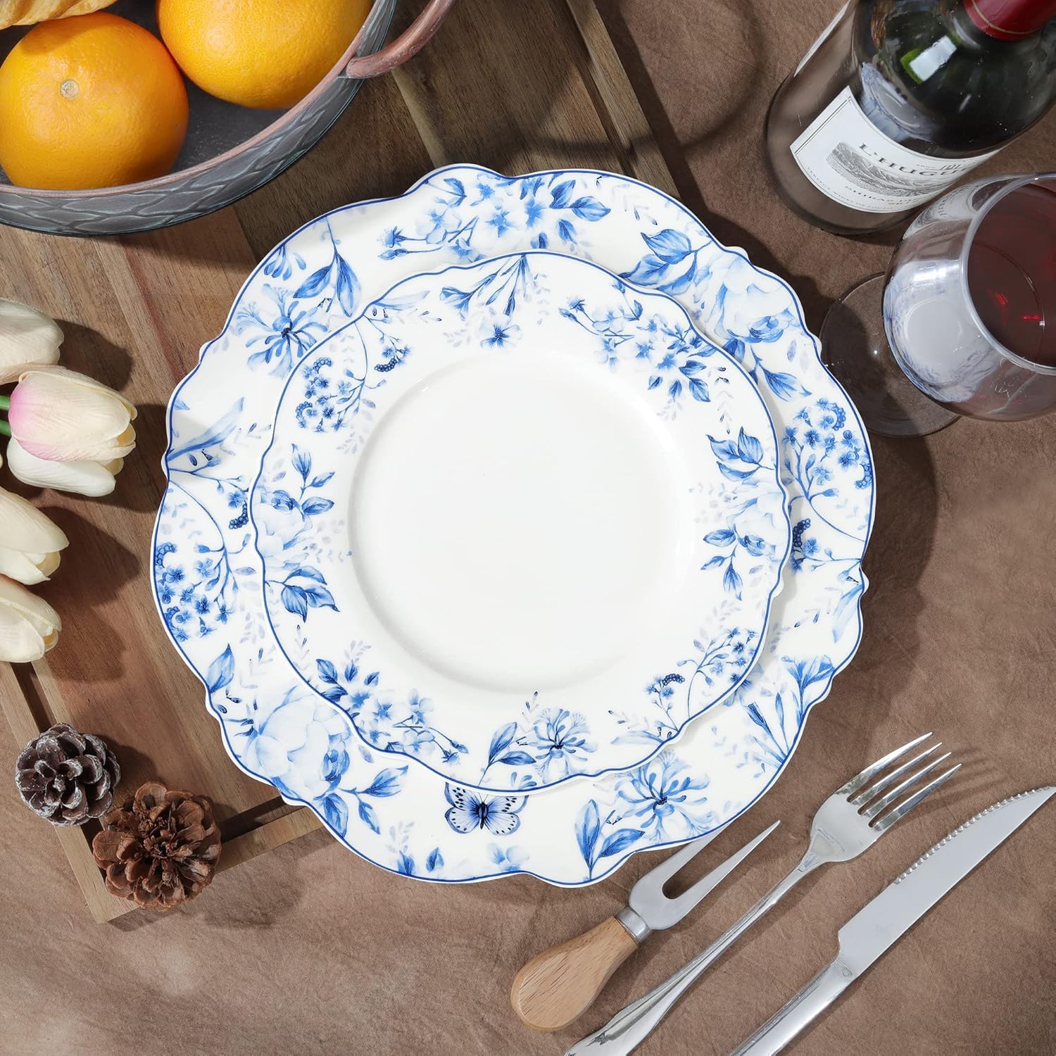 Amazon.com | fanquare Vintage 11 Inch Porcelain Dinner Plates Set