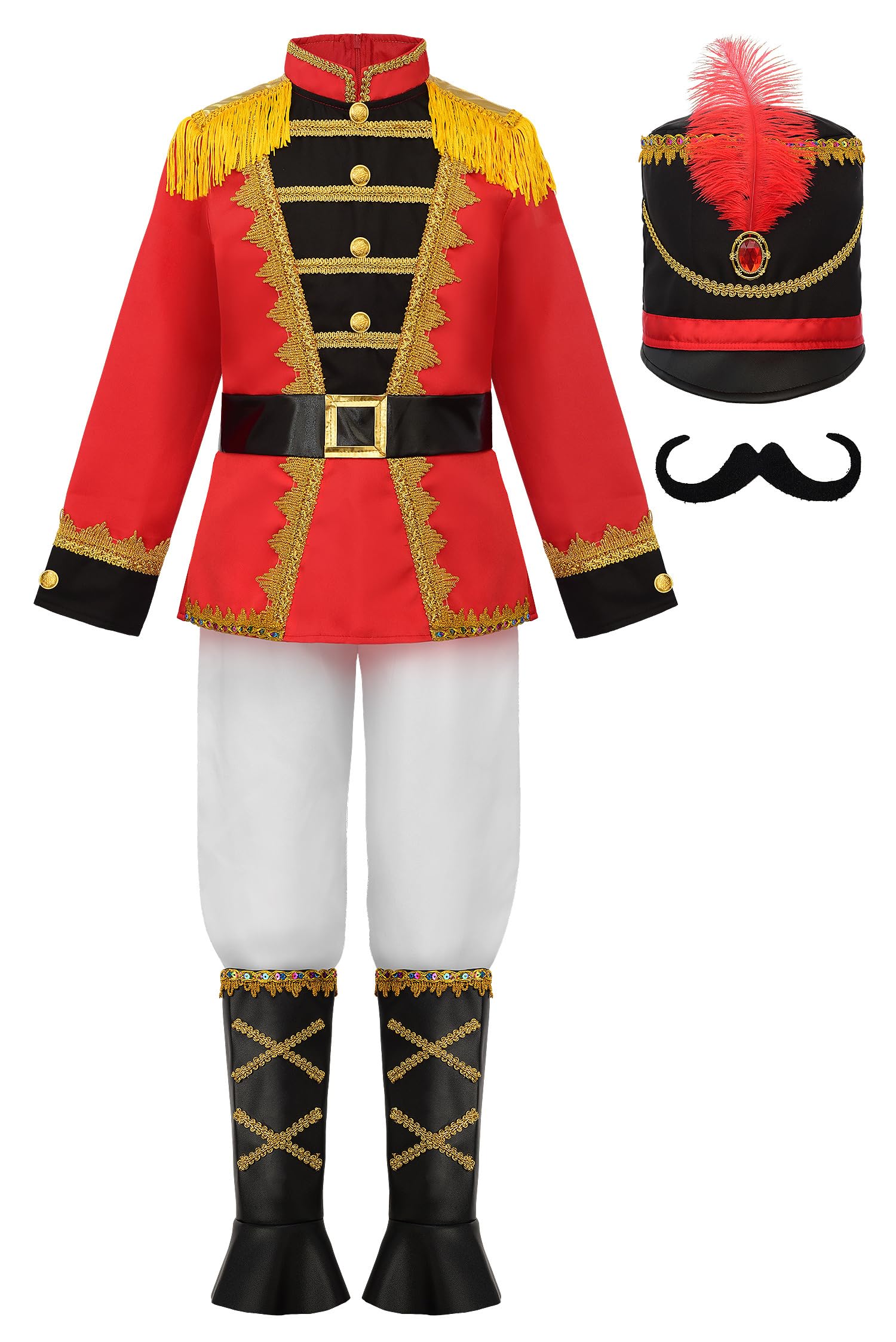 ReliBeauty Costume Casse-Noisette pour Garçons, Uniforme Soldat de Plomb avec Chapeau et Jambières