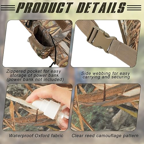 Miniatura 3 de Barydat Paquete de 2 cojines calefactables para asiento de caza, cálido e impermeable, almohadilla portátil de camuflaje de caña de 16 x 14 x 3.5