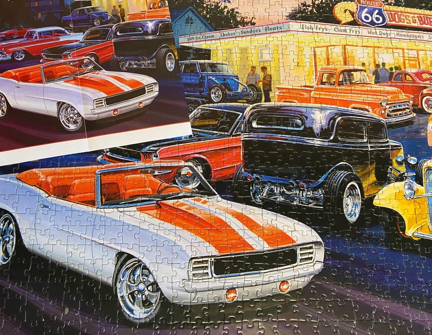 MasterPieces - 1000 Piece Jigsaw Puzzle, Route 66 Dogs and Burgers, Fun for Adults, Family, Kids, 19.25" x 26.75"
