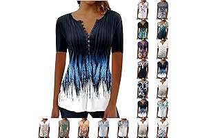 Summer Tops for Women 2024: Boho V-Neck Tunic Blouse